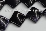CTW50 15.5 inches 15*15mm twisted diamond blue goldstone beads