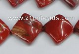CTW52 15.5 inches 15*15mm twisted diamond red jasper beads