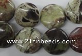 CUG151 15.5 inches 16mm flat round australian unakite beads