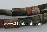 CUG158 15.5 inches 10*15mm flat tube australian unakite beads