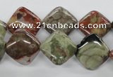 CUG159 15.5 inches 14*14mm diamond australian unakite beads