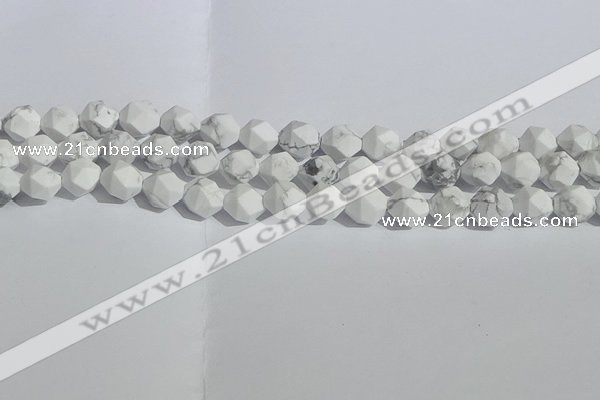 CWB245 15.5 inches 8mm faceted nuggets matte white howlite beads