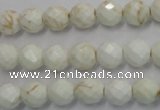 CWB302 15.5 inches 8mm faceted round howlite turquoise beads