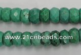 CWB445 15.5 inches 6*10mm faceted rondelle howlite turquoise beads