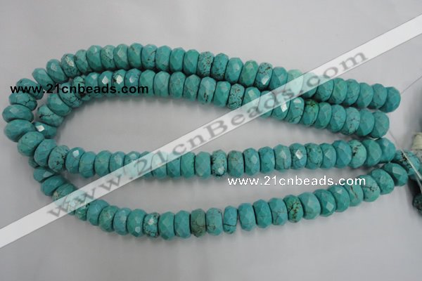 CWB451 15.5 inches 7*14mm faceted rondelle howlite turquoise beads