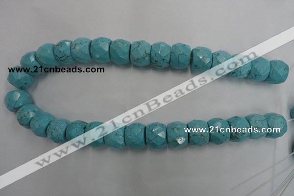 CWB461 15.5 inches 14*20mm faceted rondelle howlite turquoise beads