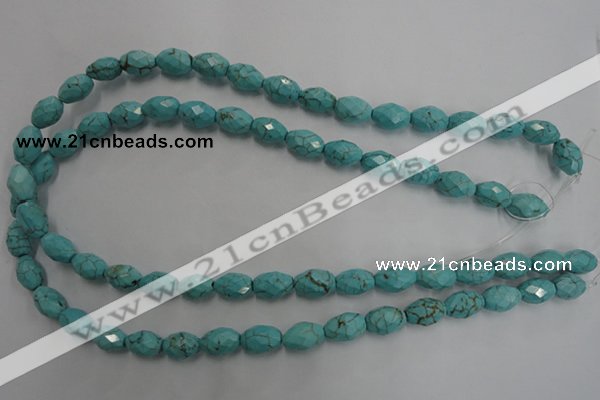 CWB481 15.5 inches 8*12mm faceted rice howlite turquoise beads