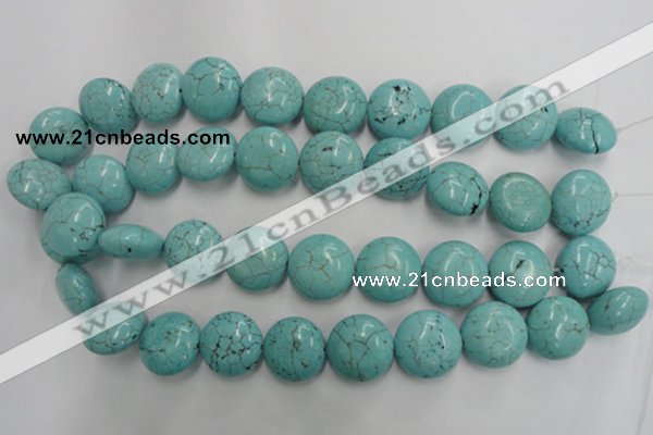 CWB710 15.5 inches 20mm flat round howlite turquoise beads