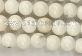 CWB800 15.5 inches 4mm round white howlite turquoise beads