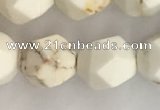 CWB887 15.5 inches 10mm faceted nuggets white howlite turquoise beads