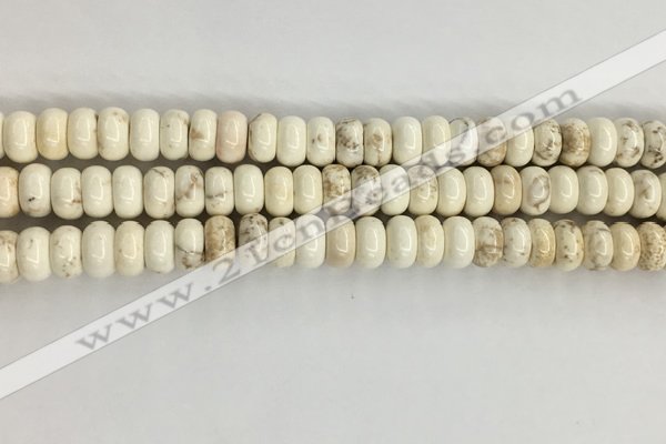 CWB896 15.5 inches 5*8mm rondelle white howlite turquoise beads