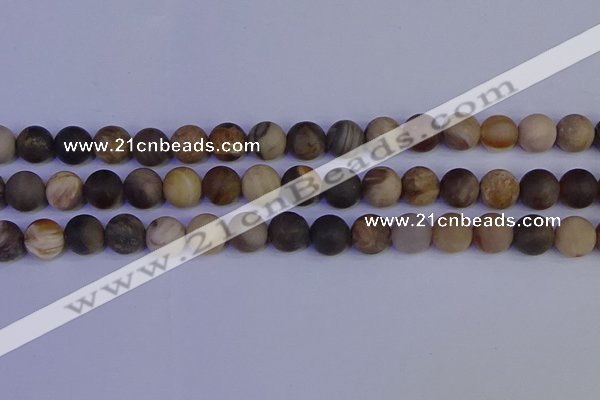CWJ414 15.5 inches 12mm round matte wood jaspe beads wholesale