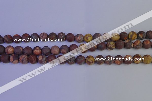 CWJ423 15.5 inches 10mm round matte wood eye jasper beads