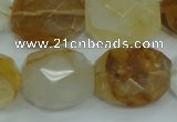 CYC127 15.5 inches 18*22mm faceted nuggets yellow crystal quartz beads