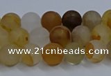CYC141 15.5 inches 6mm round matte yellow quartz beads wholesale