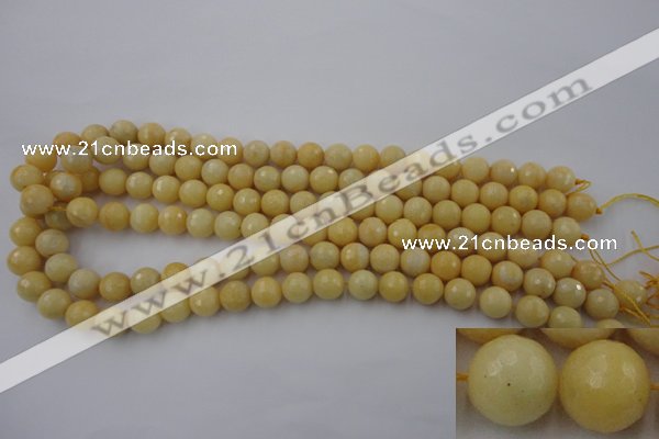 CYJ312 15.5 inches 8mm faceted round yellow jade beads wholesale