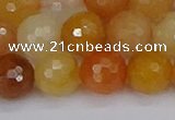 CYJ649 15.5 inches 12mm faceted round mixed yellow jade beads