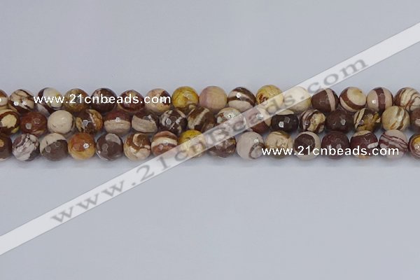 CZJ281 15.5 inches 10mm faceted round zebra jasper beads