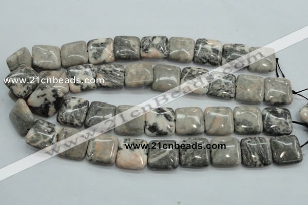CZJ51 16 inches 20*20mm square zebra jasper gemstone beads wholesale