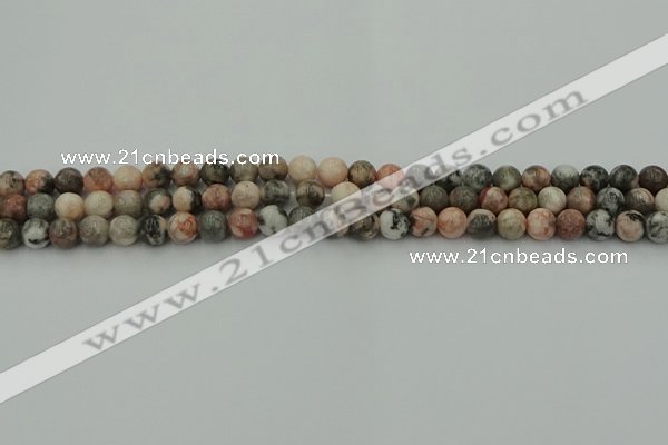 CZJ550 15.5 inches 4mm round pink zebra jasper beads wholesale