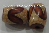 DZI39 2PCS 14*18mm drum loose Tibetan Agate Dzi Beads wholesale