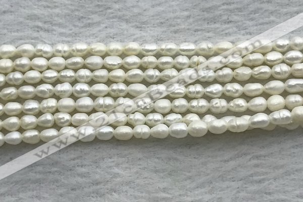 FWP157 14.5 inches 3mm - 4mm rice white freshwater pearl strands