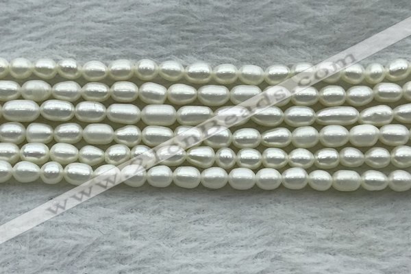 FWP161 14.5 inches 3.5mm - 4mm rice white freshwater pearl strands
