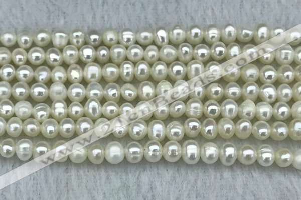 FWP19 14.5 inches 3mm - 4mm potato white freshwater pearl strands