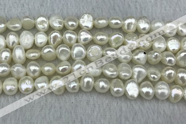 FWP241 15 inches 6mm - 7mm baroque white freshwater pearl strands
