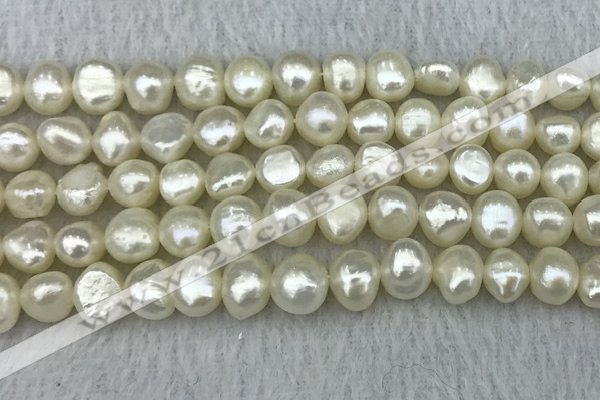 FWP245 15 inches 8mm - 9mm baroque white freshwater pearl strands