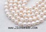 FWP484 14.5 inches 9mm - 10mm potato white freshwater pearl strands