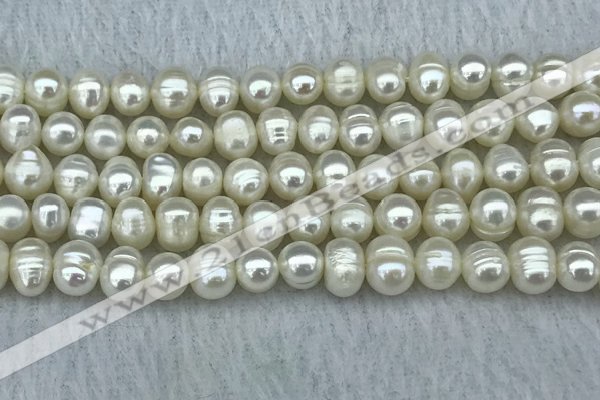 FWP55 15 inches 6mm - 7mm potato white freshwater pearl strands