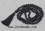 GMN681 Hand-knotted 8mm, 10mm black onyx 108 beads mala necklaces with tassel