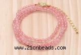 GMN7206 4mm faceted round tiny cherry quartz beaded necklace jewelry