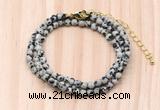 GMN7230 4mm faceted round tiny dalmatian jasper beaded necklace jewelry
