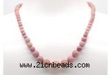 GMN7301 pink wooden jasper graduated beaded necklace & bracelet set