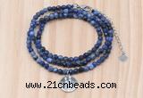 GMN7417 4mm faceted round tiny sodalite beaded necklace with constellation charm