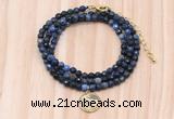 GMN7418 4mm faceted round tiny dumortierite beaded necklace with constellation charm