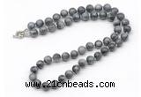 GMN7819 18 - 36 inches 8mm, 10mm round eagle eye jasper beaded necklaces