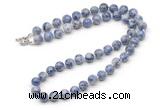 GMN7822 18 - 36 inches 8mm, 10mm round blue spot stone beaded necklaces