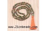 GMN8721 Hand-Knotted 8mm, 10mm Matte Unakite 108 Beads Mala Necklace