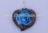 LP14 15*38*48mm heart inner flower lampwork glass pendants