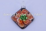 LP66 13*40*50mm diamond inner flower lampwork glass pendants