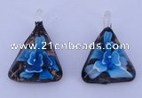 LP71 11*32*44mm triangle inner flower lampwork glass pendants