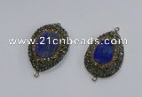 NGC1161 25*35mm teardrop lapis lazuli gemstone connectors wholesale