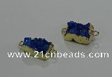 NGC1227 10*14mm - 12*16mm rectangle druzy agate gemstone connectors