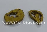 NGC1273 25*30mm - 30*40mm freeform plated druzy agate connectors
