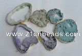 NGC146 40*50mm - 55*70mm freeform plated druzy agate connectors
