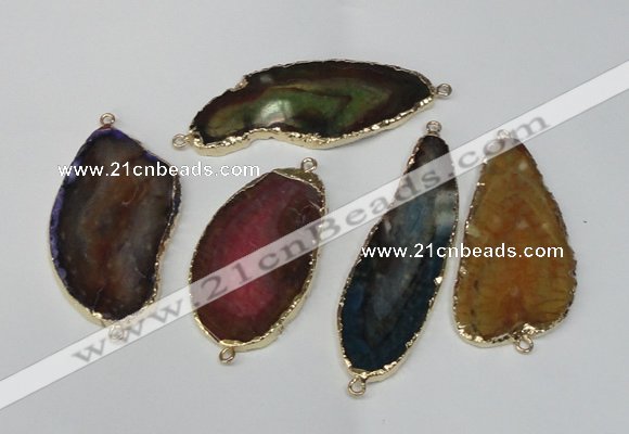 NGC175 25*50mm - 30*60mm freeform plated druzy agate connectors