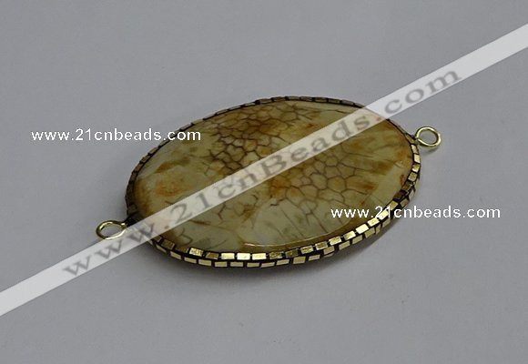 NGC1821 35*50mm oval agate gemstone connectors wholesale